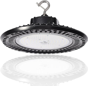 480V UFO LED High Bay Light 150W 22000LM, 5000K 1-10V Dimmable Barn Workshop High Bay Lighting Fixture UL DLC Listed US Hook 5' Cable (150, Watts) - LEDLIGHTING WHOLESALE